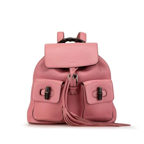 Gucci Pre-Loved Leather Bamboo Tassel Backpack