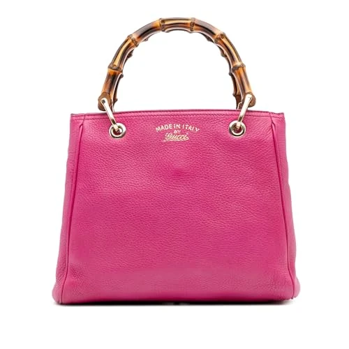 Gucci Pre-Loved Small Calfskin Bamboo Shopper Satchel Handbag