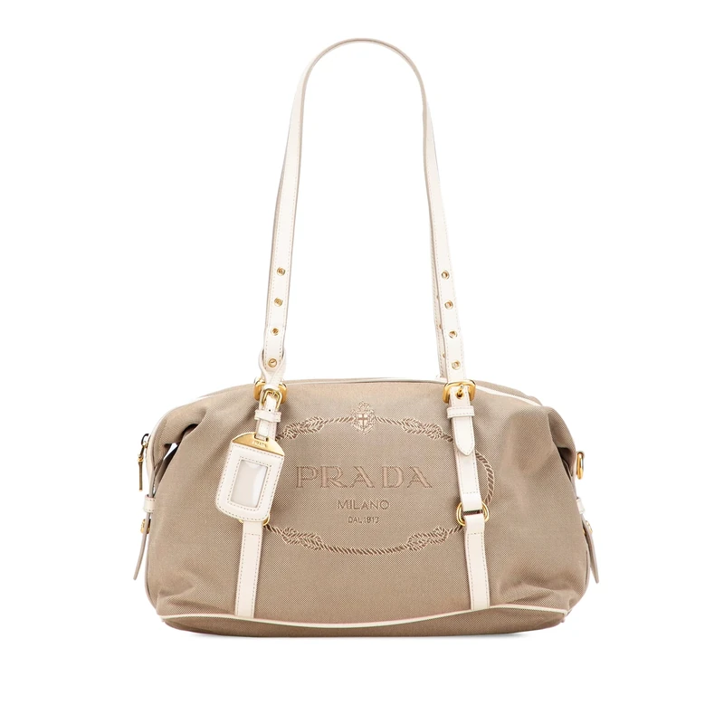 Prada Pre-Loved Canvas Canapa Logo Shoulder Bag