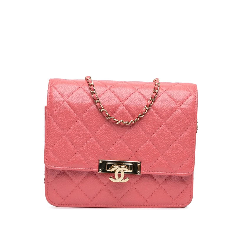 Chanel Pre-Loved Quilted Caviar Golden Class Wallet On Chain Handbag Crossbody Bag
