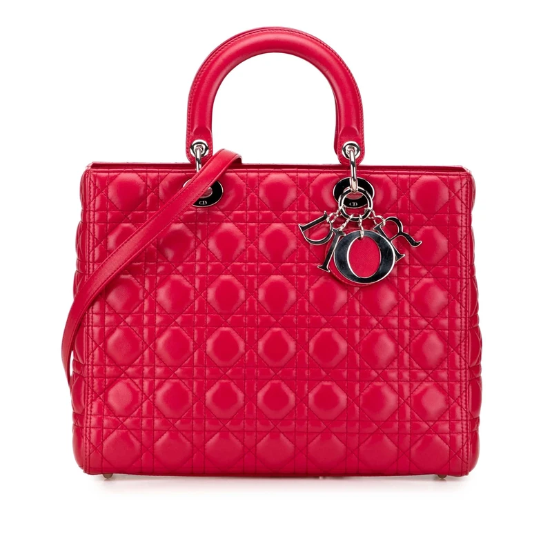 Dior Pre-Loved Large Lambskin Cannage Lady Handbag
