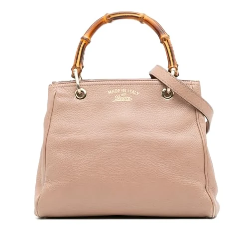 Gucci Pre-Loved Small Calfskin Bamboo Shopper Satchel Handbag