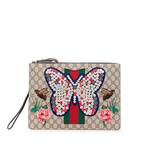 Gucci Pre-Loved GG Supreme Web Butterfly Clutch Bag