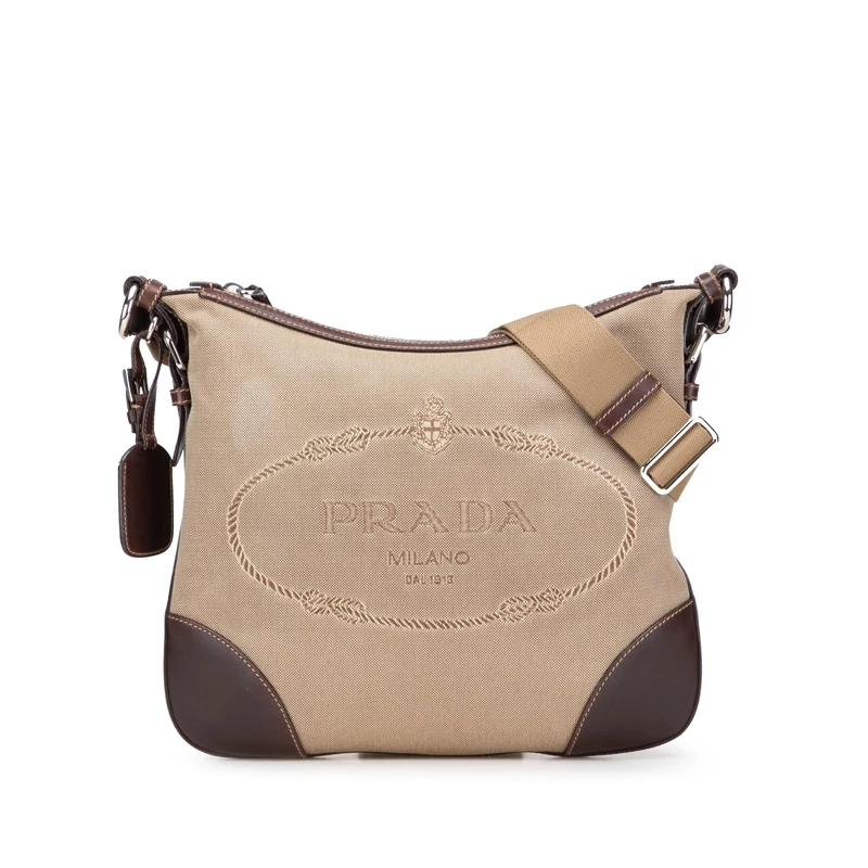 Prada Pre-Loved Canvas Canapa Logo Crossbody Bag