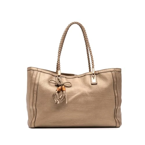 Gucci Pre-Loved Metallic Grained Leather Bella Tote Bag