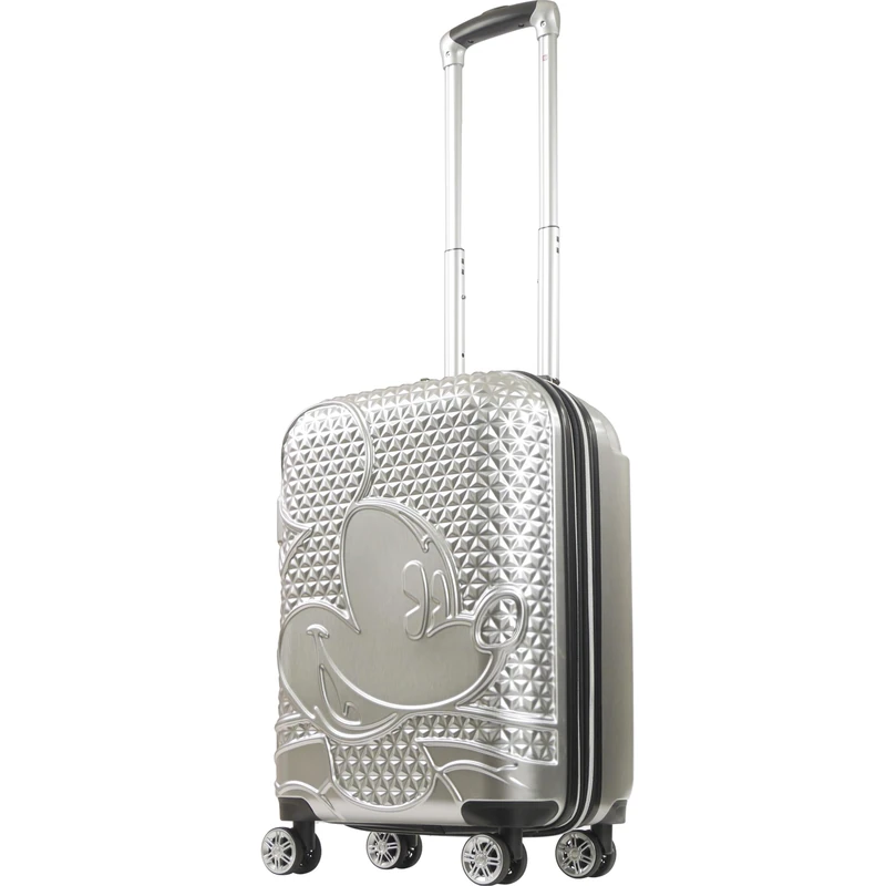 FUL Disney Mickey Mouse 3 Piece Rolling Luggage Set Hard Case with Spinning Wheels, Mickey Mouse - Silver, 22 Inch, Ful Disney Mickey Mouse 22" Carry On Luggage Hard Shell Rolling Suitcase with