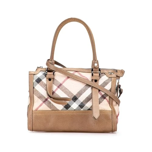 BURBERRY Pre-Loved Embossed Supernova Check Coated Canvas Satchel Handbag