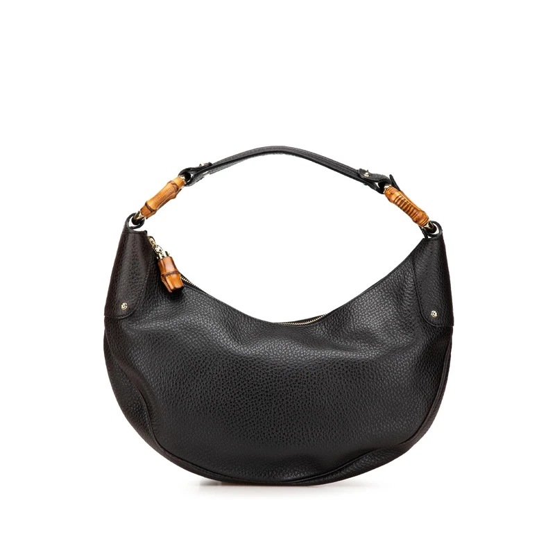 Gucci Pre-Loved Pebbled Calfskin Bamboo Ring Hobo Handbag
