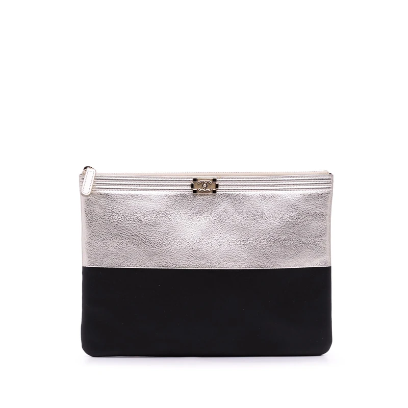 Pre-Loved Medium Bicolor Goatskin Boy O Case Clutch