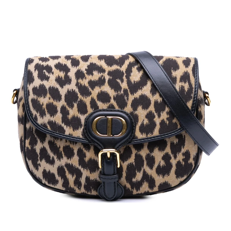 Dior Pre-Loved Mizza Medium Embroidered Canvas Leopard Bobby Crossbody