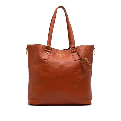 Prada Pre-Loved Vitello Daino Side Zip Shopper Tote Bag