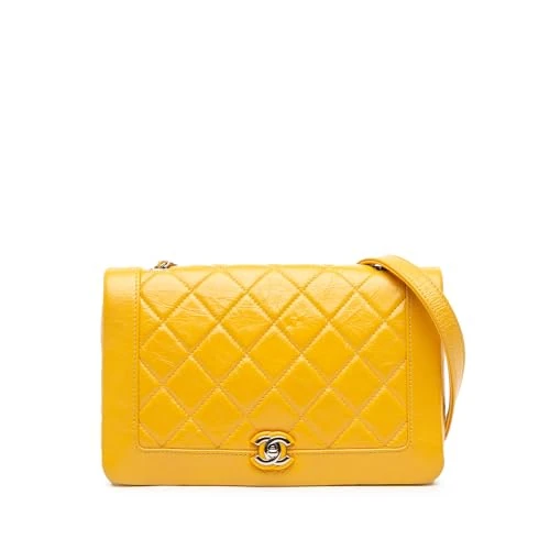 Chanel Pre-Loved Crumpled Calfskin Bi Quilted Vintage Full Flap Crossbody Bag