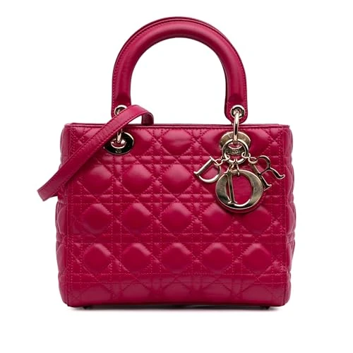 Dior Pre-Loved Medium Lambskin Cannage Lady Handbag
