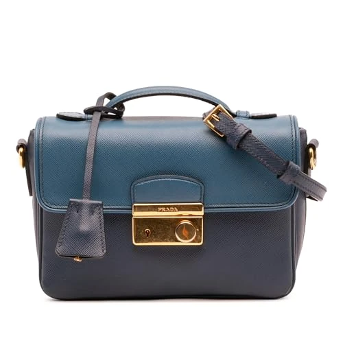 Prada Pre-Loved Bicolor Saffiano Sound Lock Satchel Handbag