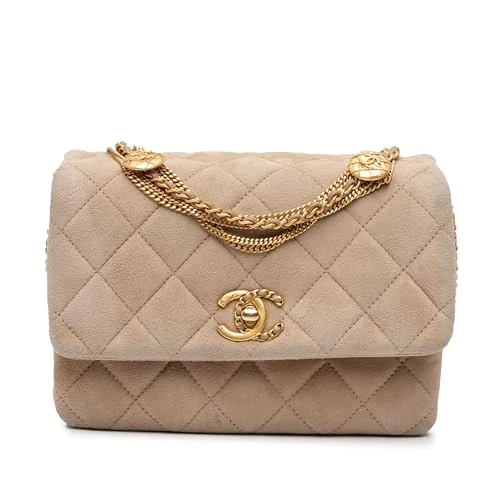 Pre-Loved Mini Quilted Velvet Precious Buttons Chain Flap Shoulder Bag