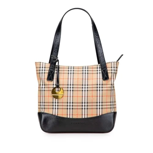 BURBERRY Pre-Loved Haymarket Check Canvas Shoulder Bag