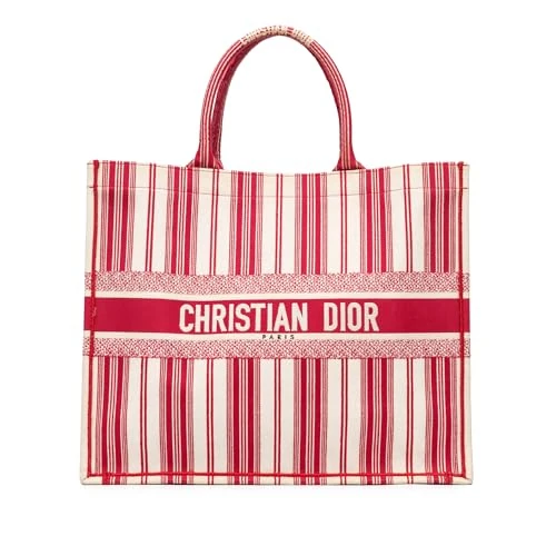 Dior Pre-Loved Large Striped Book Tote Bag