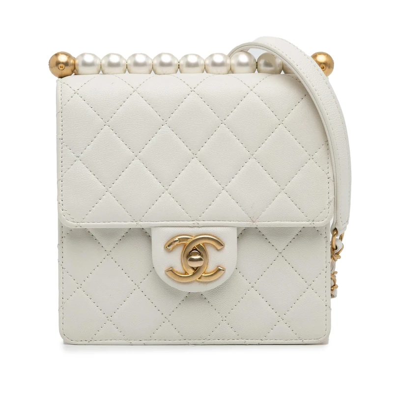 Chanel Pre-Loved Small Lambskin Chic Pearls Flap Crossbody Bag