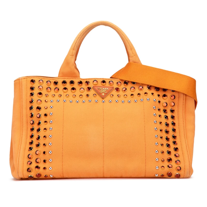 Prada Pre-Loved Canvas Canapa Bijoux Satchel Handbag