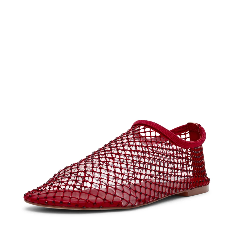 Steve Madden Women's Mino Ballet Flat, Cherry Red Rhinestone, 5 UK