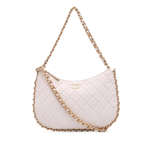 Chanel Pre-Loved Large Shiny Crumpled Quilted Lambskin Trendy Chain Around Hobo Handbag