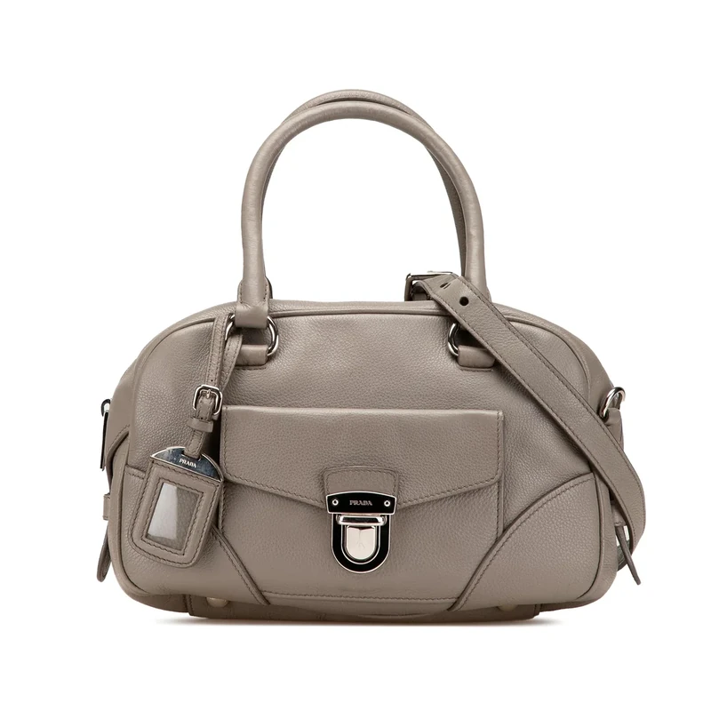 Prada Pre-Loved Vitello Daino Zip Top Satchel Handbag