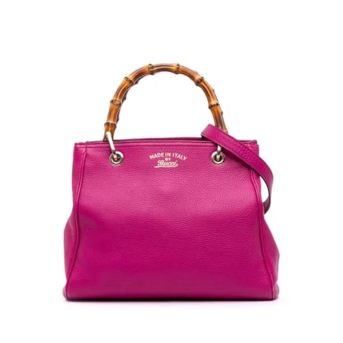 Gucci Pre-Loved Small Calfskin Bamboo Shopper Satchel Handbag