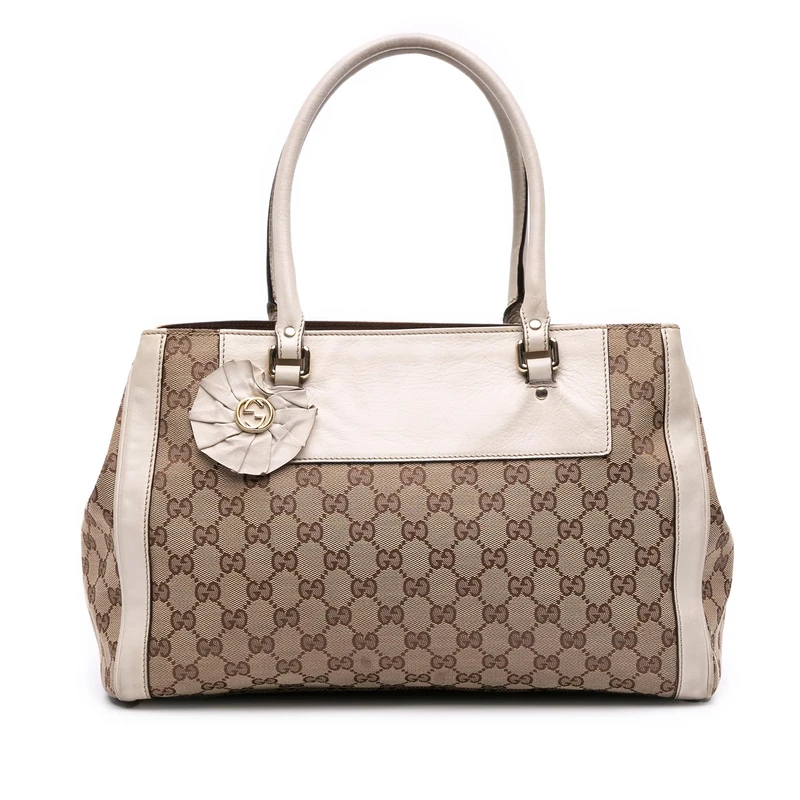 Gucci GG Canvas Trophy Tote - Brown and White Handbag