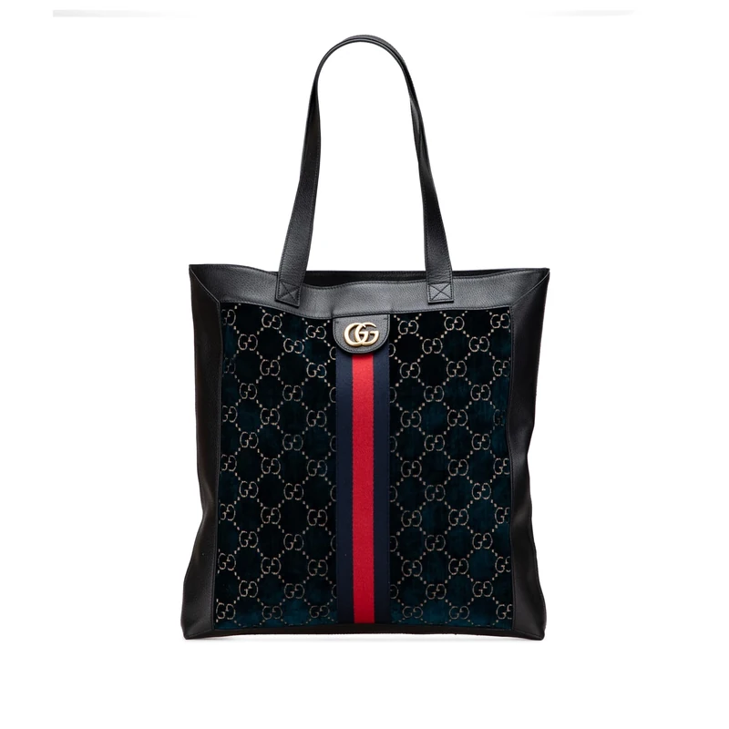 Gucci Pre-Loved Large GG Velvet Web Ophidia Tote Bag
