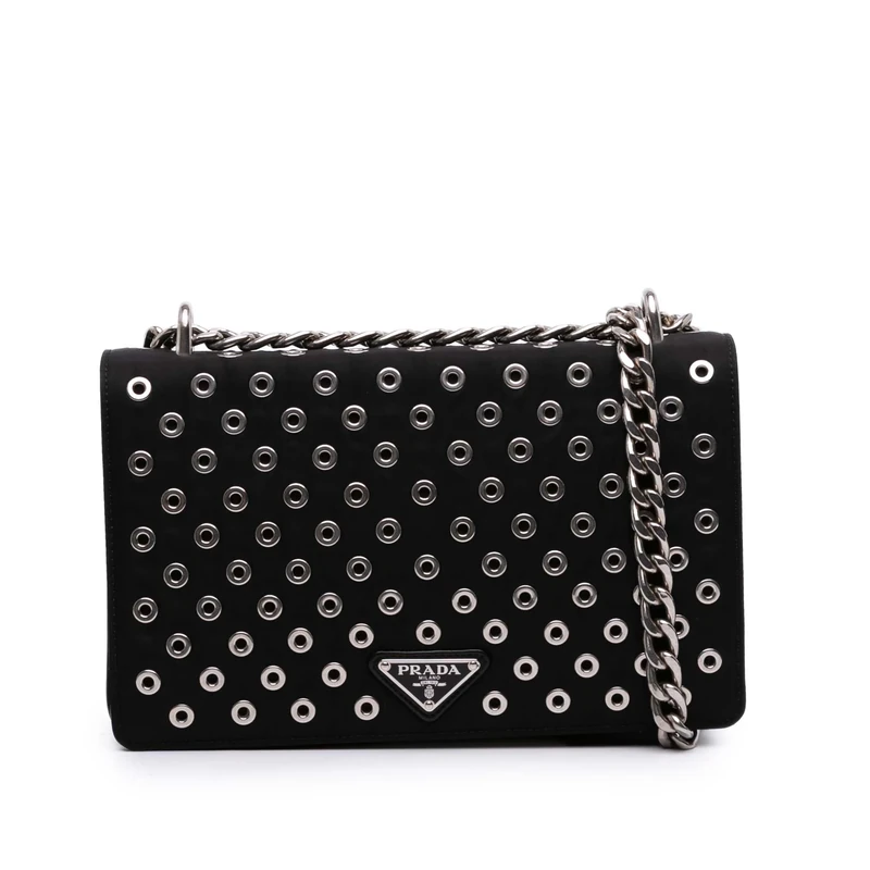 Prada Pre-Loved Tessuto Grommet Crossbody Bag