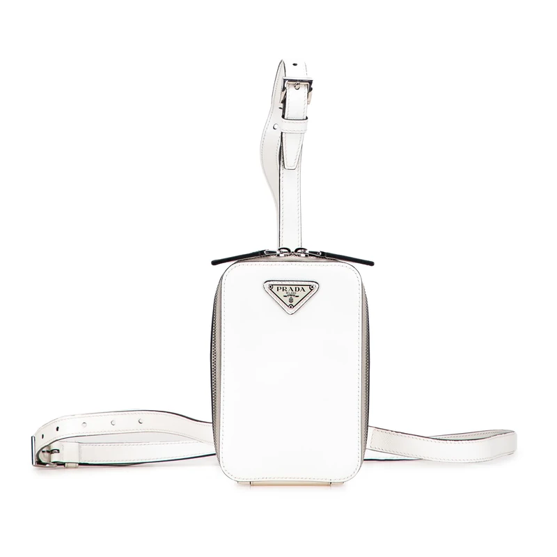 Prada Saffiano Leather Harness Crossbody Pouch - White - Image 1
