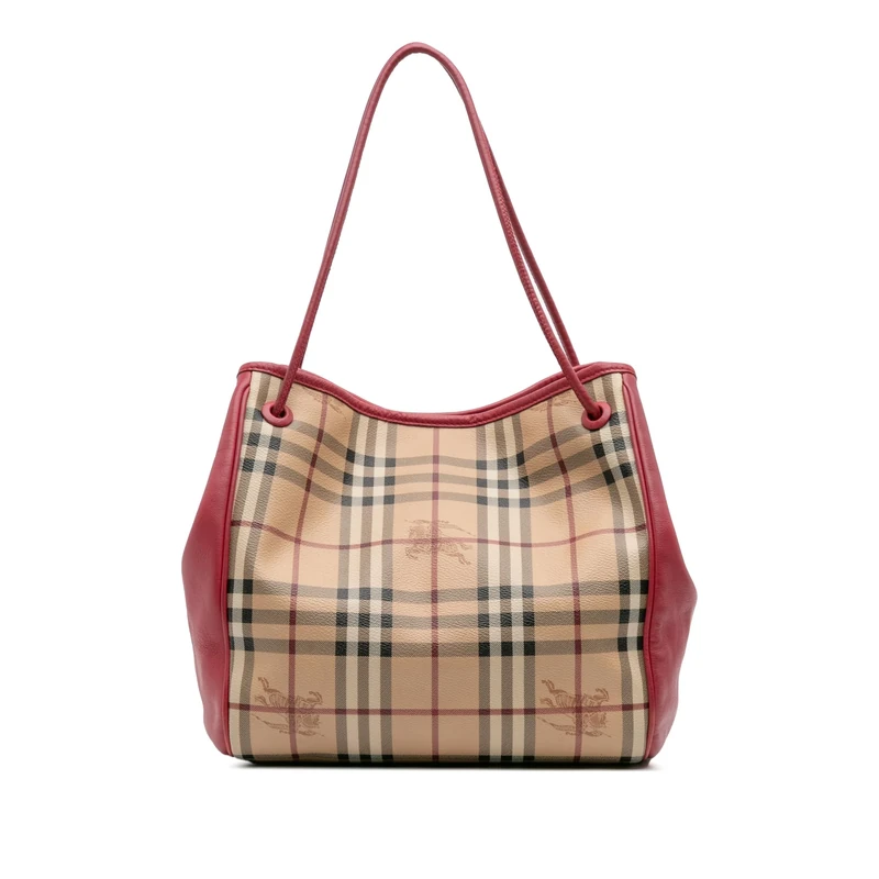 BURBERRY Pre-Loved Small Haymarket Check Coated Canvas Canterbury Tote Bag