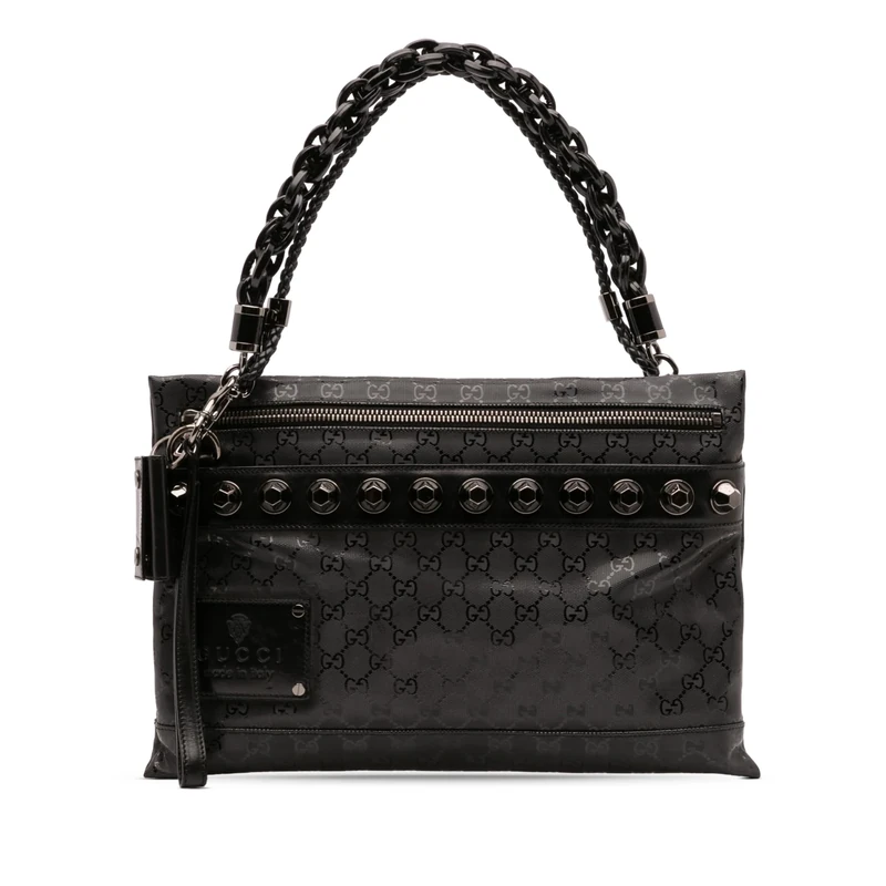 Gucci Pre-Loved GG Imprime Studded Shoulder Bag