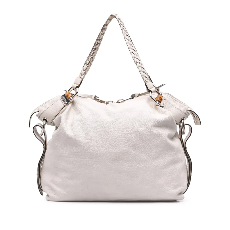 Gucci Pre-Loved Large Leather Bamboo Bar Tote Bag