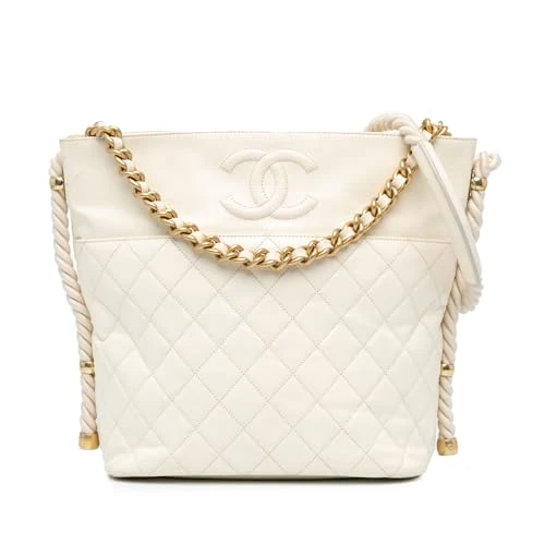 Chanel White Crumpled Calfskin En Vogue Rope Satchel