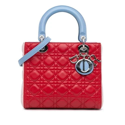 Dior Pre-Loved Medium Tricolor Lambskin Cannage Lady Handbag