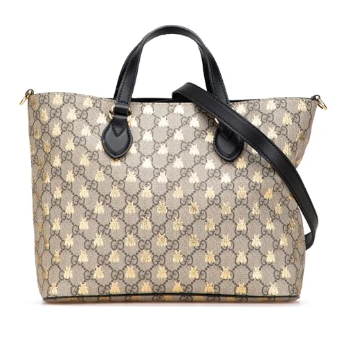Gucci Small GG Supreme Bees Soft Tote - Brown Coated Canvas - Image 1
