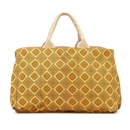 Prada Pre-Loved Large Canvas Printed Canapa Satchel Handbag