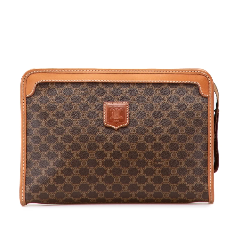 Celine Pre-Loved Macadam Coated Canvas Clutch Bag