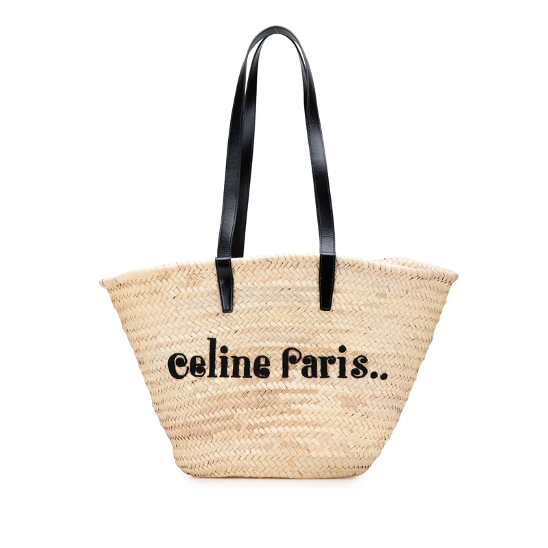 Celine Pre-Loved Raffia Classic Panier Tote Bag