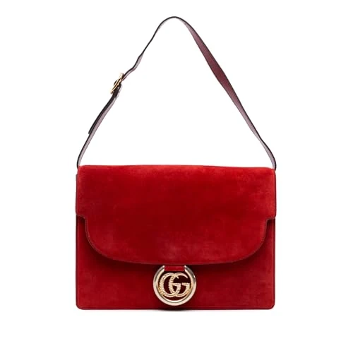 Gucci Pre-Loved Medium Suede GG Ring Torchon Shoulder Bag