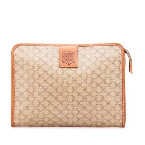 Celine Pre-Loved Macadam Coated Canvas Clutch Bag
