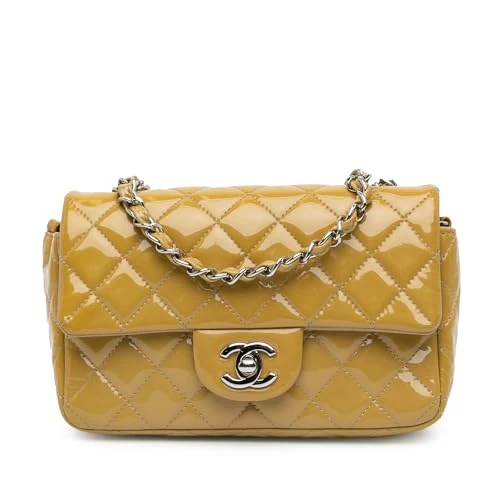 Chanel Pre-Loved Mini Rectangular Classic Patent Single Flap Crossbody Bag