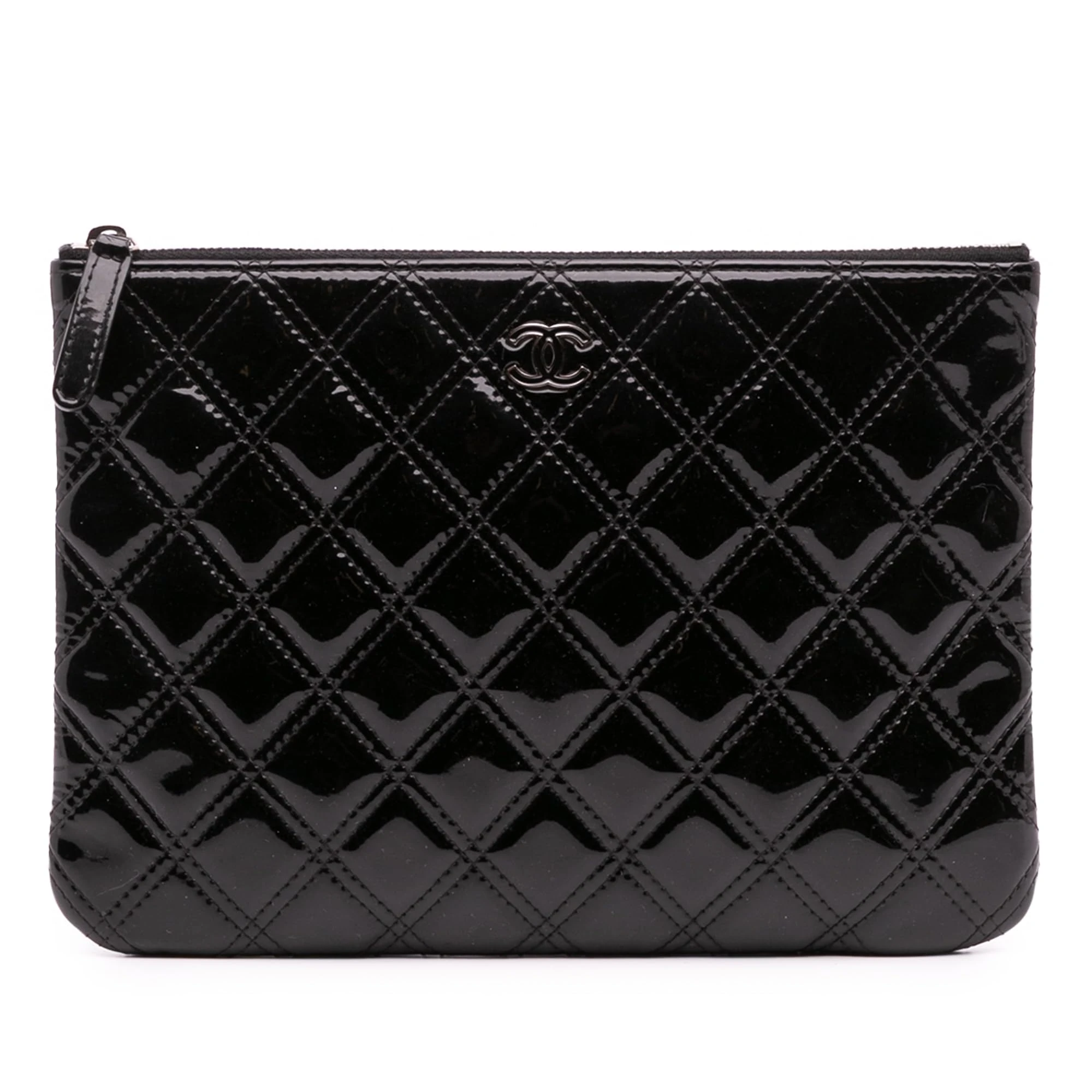 Chanel Pre-Loved Medium Quilted Patent O Case Clutch