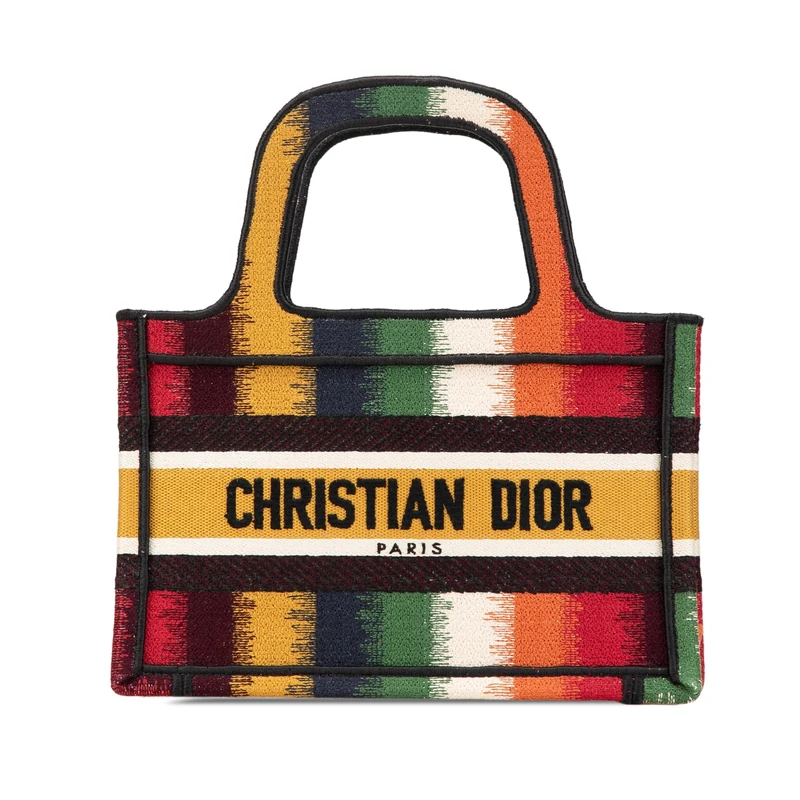 Dior Pre-Loved Mini D Stripes Book Tote Handbag