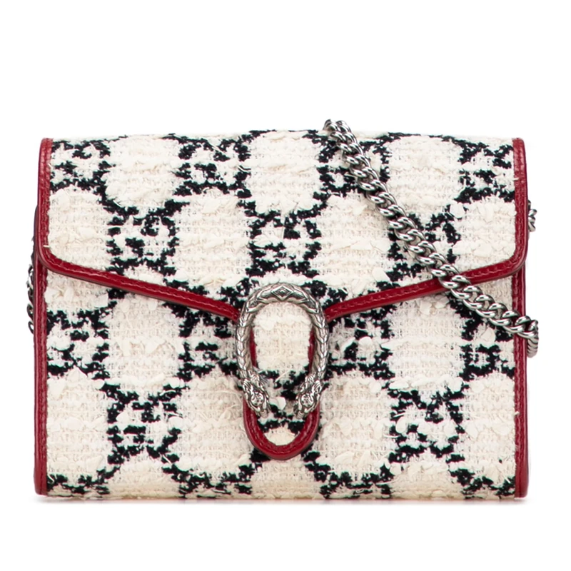Gucci Pre-Loved Mini GG Tweed Dionysus Wallet On Chain Handbag Crossbody Bag
