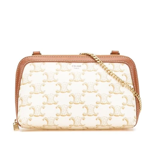 Celine Pre-Loved Triomphe Coated Canvas Clutch On Chain Crossbody Bag