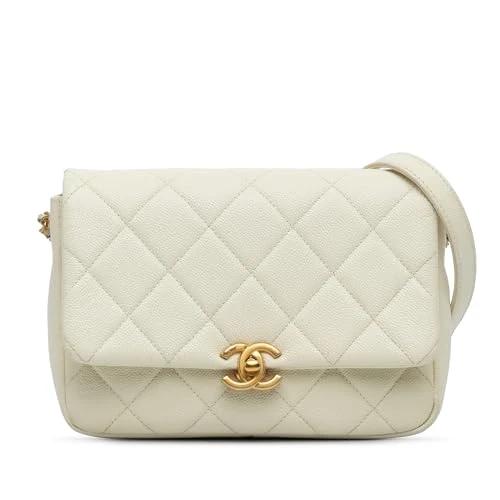 Chanel Pre-Loved Small Quilted Caviar Chain Melody Flap Crossbody Bag