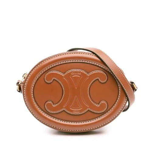 Celine Pre-Loved Small Calfskin Cuir Triomphe Oval Crossbody Bag