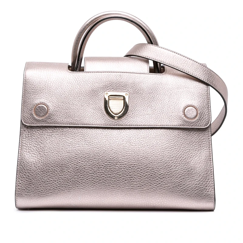 Pre-Loved Medium Metallic Grained Calfskin Diorever Satchel